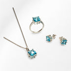 Diamond Topaz White Gold Set