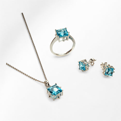 Diamond Topaz White Gold Set