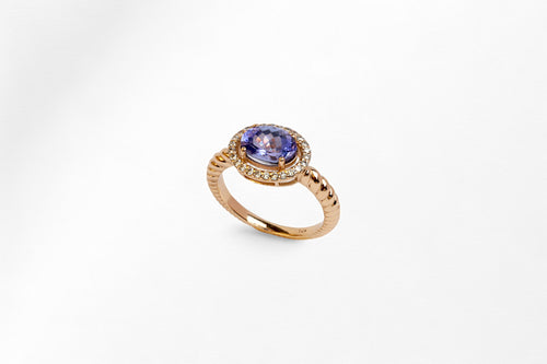 Oval Tanzanite Halo Ring