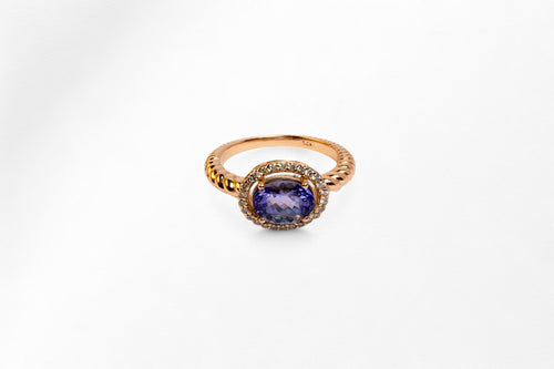 Oval Tanzanite Halo Ring