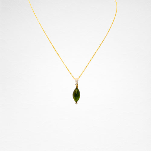 Tourmaline Gold Pendant, with Diamonds